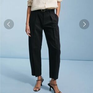 AYR The Bam Premium Barrel Leg Pleated Pant Washed Black Trouser Sz 16 NEW